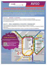 La estación de Cercanías de Sol cerrará desde sábado al 27 de agosto por obras para mejorar el carril de las vías