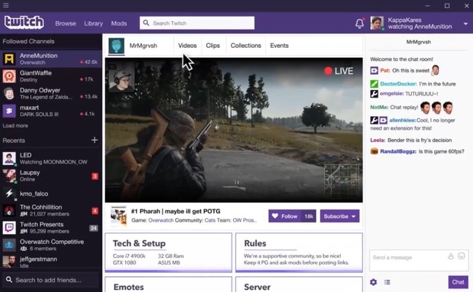 Twitch nueva aplicación de escritorio videollamadas