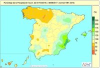 La falta de lluvias acumulada desde octubre hasta el 8 de agosto se mantiene en un 13%