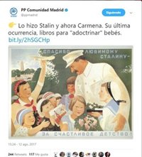 PP de Madrid compara a Carmena con Stalin por querer "adoctrinar" regalando libros a recién nacidos