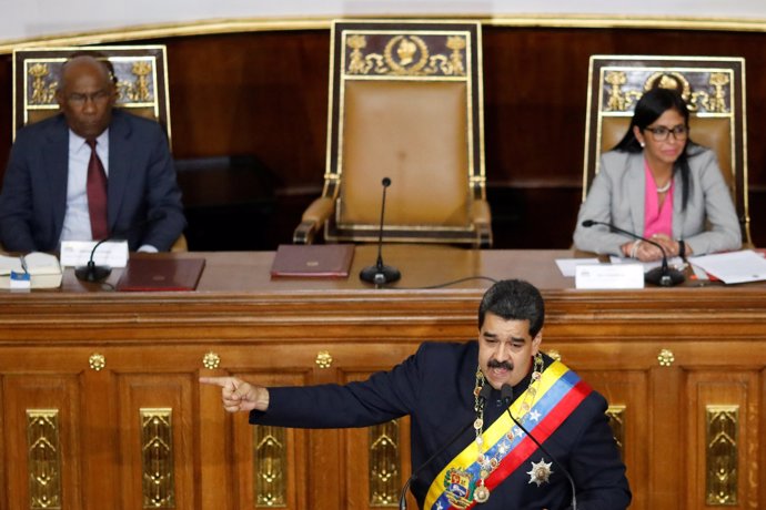 El presidente Nicolás Maduro se dirige a la ANC. 