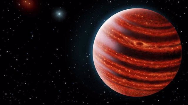 Ilustración artística de planeta similar a Júpiter 