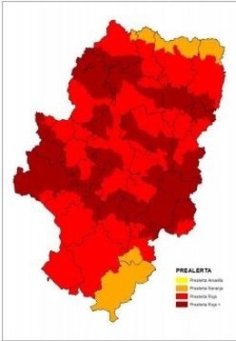 Prealerta roja plus por riesgo de incendios forestales en parte de Aragón.