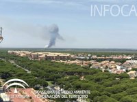 Asciende a un centenar los bomberos forestales y a 17 los medios aéreos en el incendio de Cartaya (Huelva)