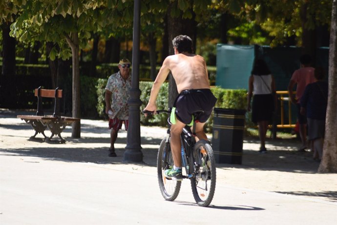 Ciclistas, bicicleta, calor, Madrid, deporte
