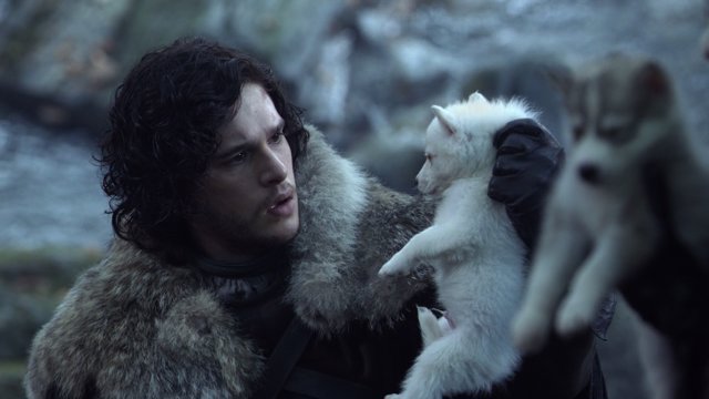 Jon Snow y Fantasma, su lobo huargo, en Juego de Tronos