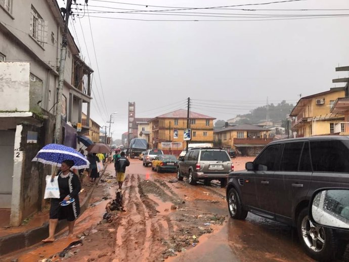 Inundaciones por las lluvias torrenciales en Freetown