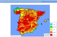 Las elevadas temperaturas provocan hoy el riesgo 'muy alto' de incendio se dispare a casi toda España