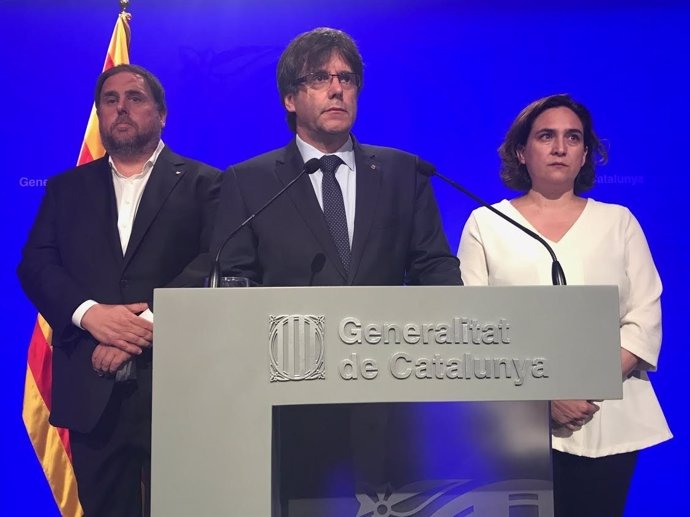 Oriol Junqueras, Carles Puigdemont y Ada Colau