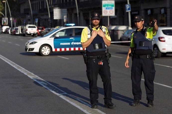 Mossos en el atentado de Barcelona