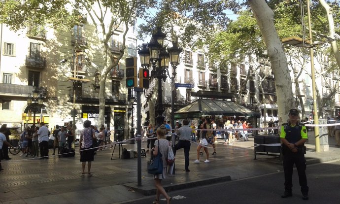 Imagen de las Ramblas este viernes tras el atentado 