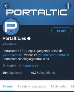 Twitter de Portaltic en modo noche