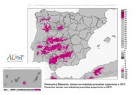 Máximas elevadas este lunes en las nueve provincias
