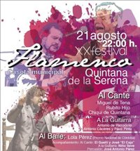 Miguel de Tena, Rubito Hijo y Chiqui de Quintana actúan este lunes en el XX Festival Flamenco de Quintana de la Serena