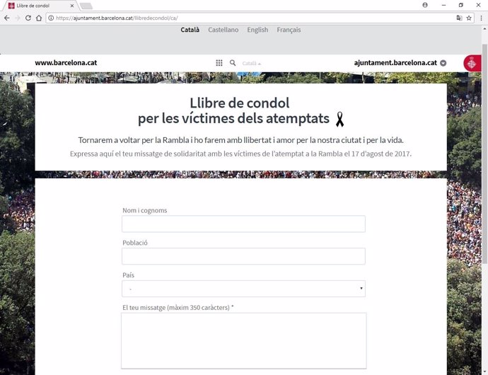 Libro de condolencias electrónico del atentado de Barcelona