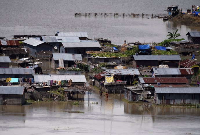 Inundaciones en el distrito indio de Morigaon