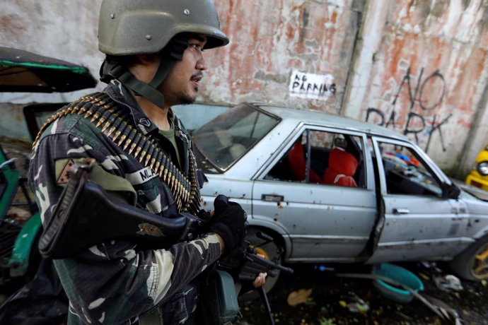 Soldado filipino en Marawi