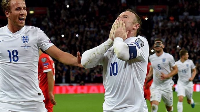 Rooney jugando con la selección inglesa