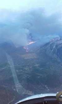 Controlado el incendio de Fanlo y los medios aéreos comienzan a retirarse por las tormentas