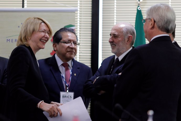 Venezuela's former chief prosecutor Luisa Ortega Diaz smiles during a meeting wi