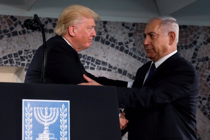 U.S. President Donald Trump embraces Israel's Prime Minister Netany