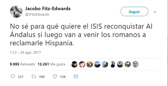 Chiste en Twitter sobre las amenazas a España del ISIS