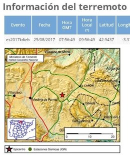 Terratrèmol de 3,2 en El Cañón, Burgos