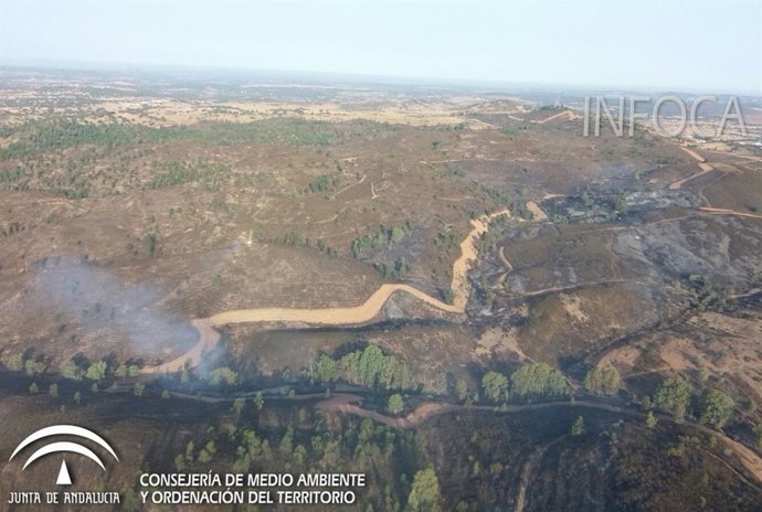 Incendio que se declaró en Cabezas Rubias (Huelva)