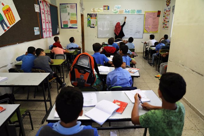 Niños palestinos en un colegio de Jerusalén Este