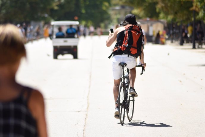 Ciclistas, bicicleta, calor, Madrid, deporte