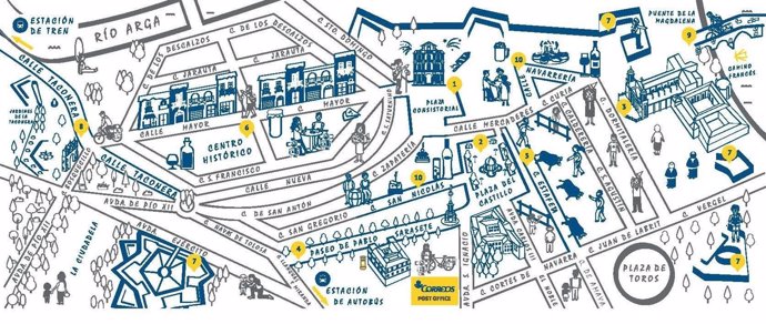 Mapa de Pamplona para peregrinos del Camino de Santiago