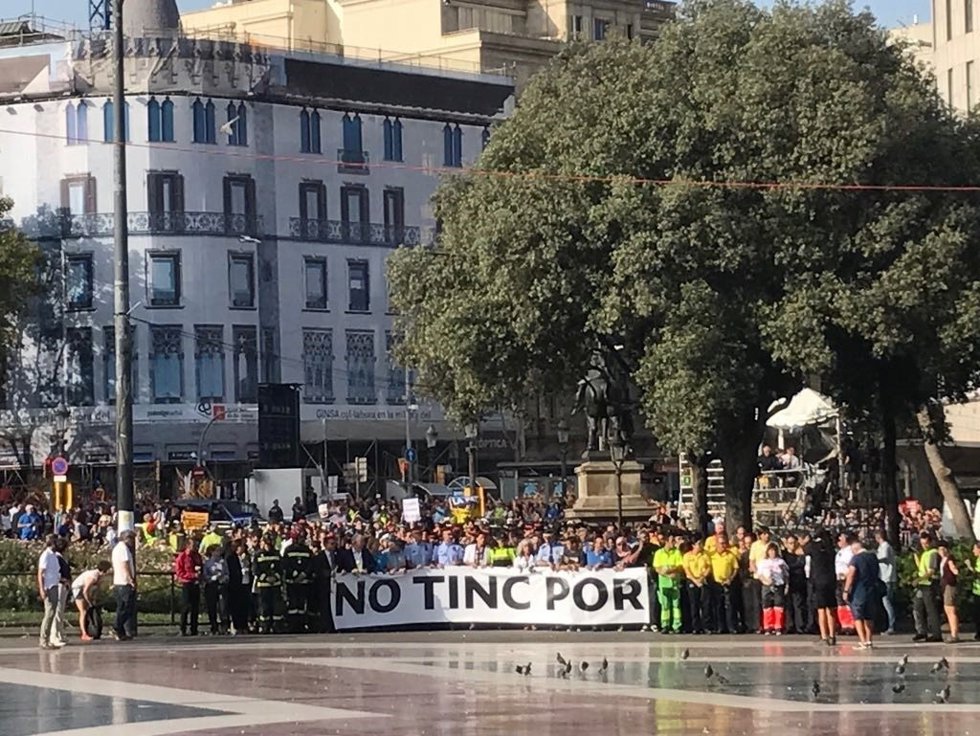 Pancarta No tinc por en la manifestación 