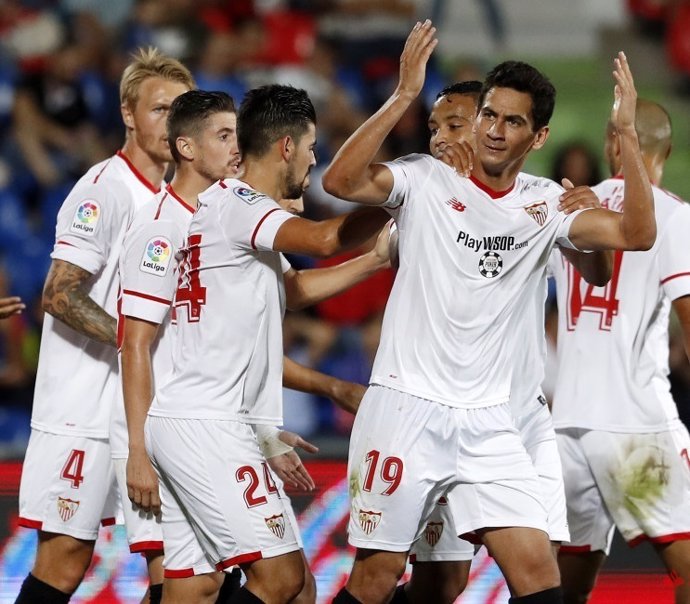 Ganso celebra el gol que dio el triunfo al Sevilla contra el Getafe