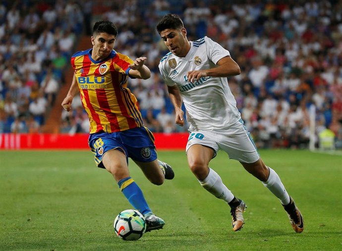 Marco Asensio en el Real Madrid-Valencia de LaLiga 2017-18