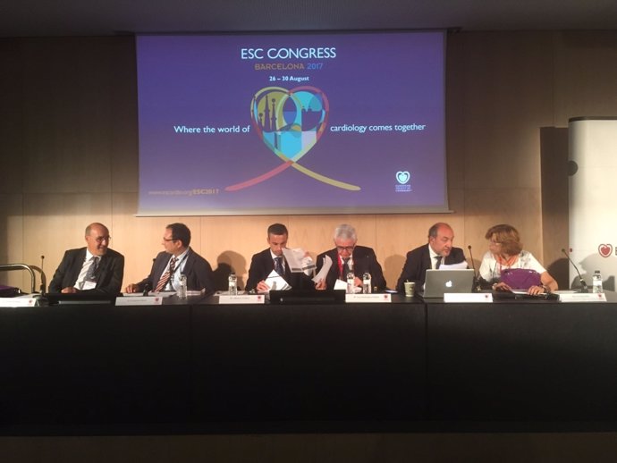 Rueda de prensa en el ESC Congress, con J.Alonso, T.Padró, F.Marín y R.Brugada