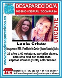La Policía suiza busca a una joven alicantina desaparecida desde el sábado en Les Monts de Corsier tras un accidente