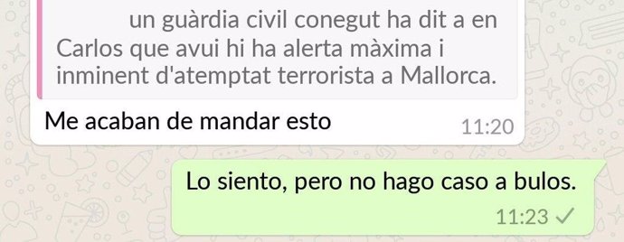 La Guardia Civil desmiente un bulo sobre una alerta de atentado en Mallorca