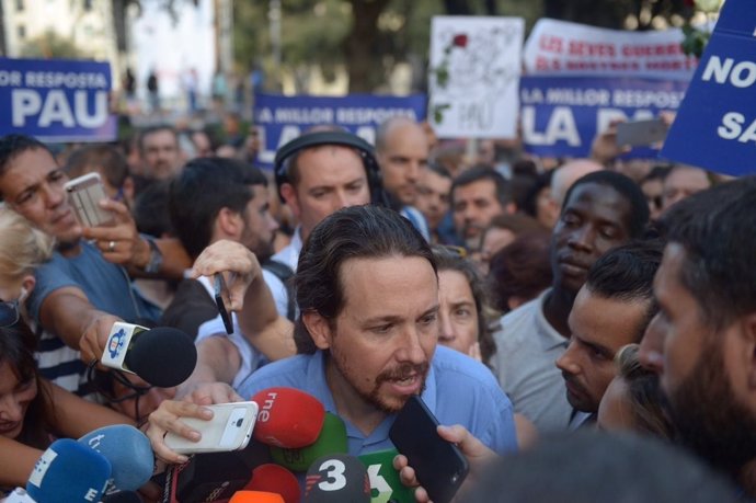 Pablo Iglesias (Podemos) el día de la manifestación,antes de cenar con Junqueras