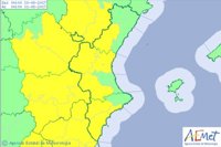 Aemet mantiene para el miércoles el aviso amarillo por riesgo de chubascos y tormentas en la Comunitat Valenciana