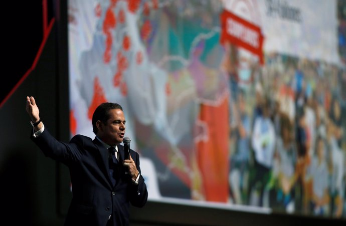 Colombia's Vice President German Vargas Lleras gestures as he presented his offi
