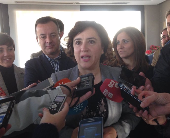 Delegada de la Junta en Granada, Sandra García, atiende a los periodistas