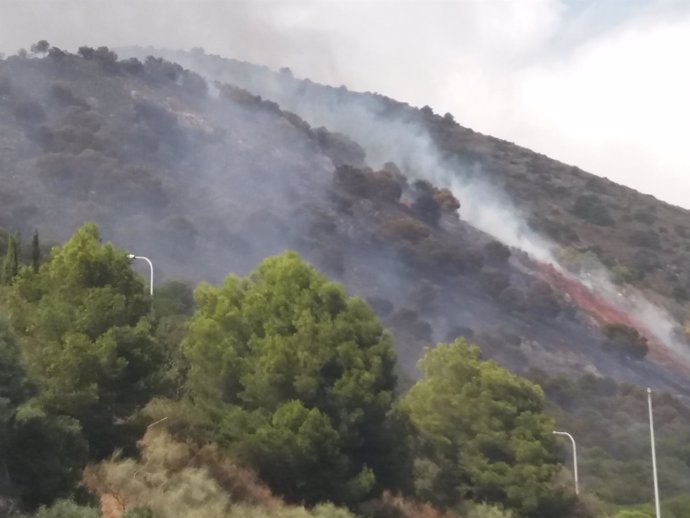 Imagen de un incendio en la zona de El Higuerón, en Mijas (Málaga)