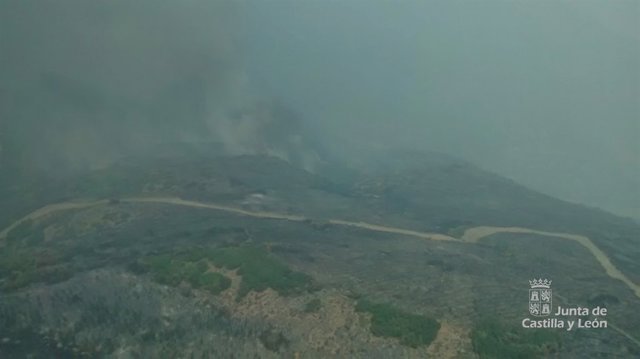 Fuego declarado en Losadilla, término de Encinedo (León), en La Cabrera