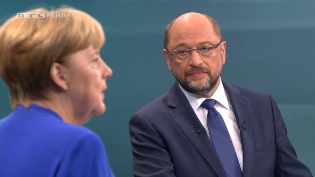 Merkel y Schulz en un debate televisivo
