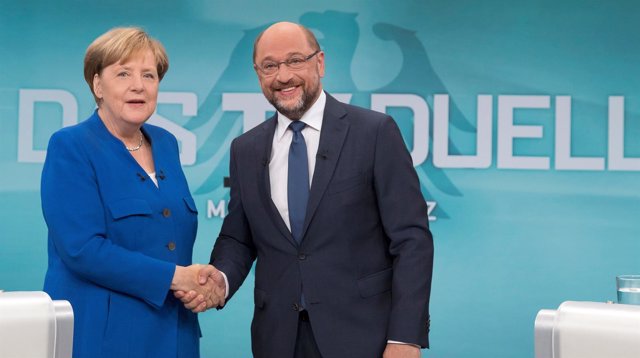 Merkel y Schulz en su debate televisado de cara a las elecciones en Alemania
