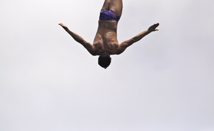 Jonathan Paredes from Mexico performs a dive during the FINA High Diving World C