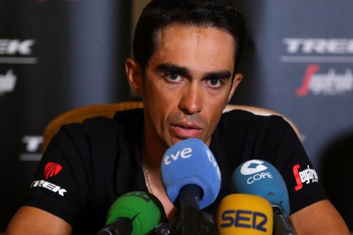 Alberto Contador en rueda de prensa