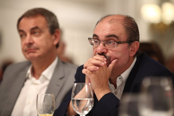 Zapatero y Lambán en el desayuno Informativo de Europa Press con Pedro Sánchez