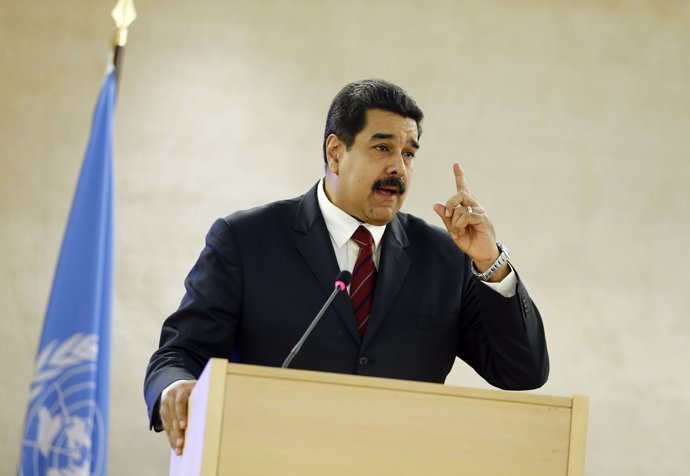 Venezuela's President Nicolas Maduro addresses the United Nations Human Rights C