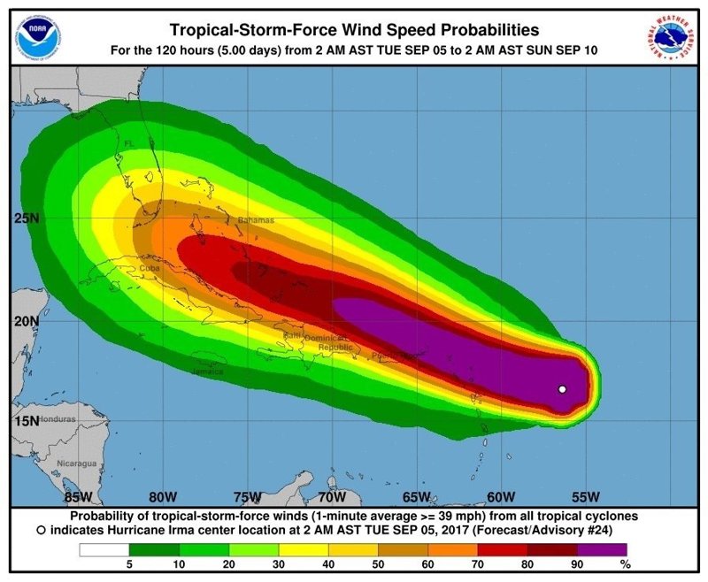'Irma' se convierte en un huracán de categoría 5